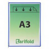 Bemutatótábla, A3, acélkeretes, álló, TARIFOLD, kék [10 db]