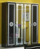 Ben Company BC Serena 6-ajtós gardróbszekrény, 2 tükrös ajtóval - fekete-ezüst