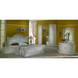 Ben Company BC Serena hálószoba - fehér-ezüst, 160x200 cm ággyal, 4-ajtós szekrénnyel