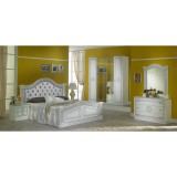 Ben Company BC Serena hálószoba - fehér-ezüst, 160x200 cm ággyal, 4-ajtós szekrénnyel