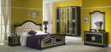 Ben Company BC Serena hálószoba - fekete-arany, 160x200 cm ággyal, 4-ajtós szekrénnyel
