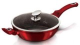 Berlinger Haus Metaliic Burgundy Line Collection mély serpenyő márvány bevonattal, fedővel 32 cm BH-1261N