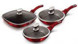 Berlinger Haus Metallic Burgundy Line 6 részes serpenyőkészlet márvány bevonattal, fedővel, burgundy metál BH-6189