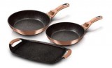 Berlinger Haus Metallic Rosegold Line 3 részes serpenyő- és grillkészlet márvány bevonattal BH-1669