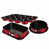 Berlinger Hause BH/7635 muffin sütőformával, burgundi 3 részes tortaforma szett (BH/7635)