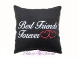 Best Friends Forever vászon csuklópárna 15x15 cm fekete