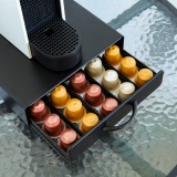 BEWELLO BW1000A Fém kávékapszula tartó - 50 db Nespresso kapszulákhoz - 365 x 214 x 60 mm - matt fekete