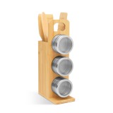 bewello Mágneses fűszertartó - bambusz eszköz szettel - 7 részes - 80 x 135 x 275 mm
