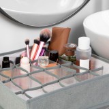 bewello Szövet tárolódoboz - 32 x 32 x 10 cm - 24 zseb - szürke