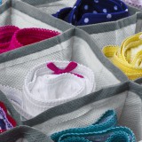 Bewello Szövet tárolódoboz - 32 x 32 x 12 cm - 8 zseb - szürke (BW2078)