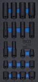 BGS technic 1/3 Szerszámtálca szerszámkocsihoz: 20 részes légkulcsokhoz való dugókulcsfej készlettel, 10-24 mm (BGS 4130)