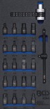 BGS technic 1/3 Szerszámtálca szerszámkocsihoz: 22 részes olajleeresztő csavarhoz való dúgókulcsot és olajszűrő leszedőt tartalmazó készlettel (BGS 4094)