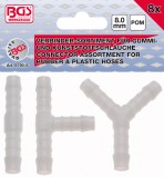 BGS technic 8 darabos csatlakozó készlet, 8mm belső átmérőjű gumi és műanyag csövekhez (BGS 8790-8)