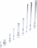 BGS technic Billenő dugókulcs-hosszabbító készlet 1/4”–3/8”–1/2”, 50–250 mm, 9 részes (BGS 2253)