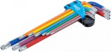 BGS technic Derékszögű kulcs készlet | több színű | extra hosszú | T-profil (Torx) T10 furattal - T50 | 9 darabos (74462)