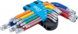 BGS technic Derékszögű kulcs készlet | több színű | rövid | T-profil (Torx) furattal és gömbfejjel T10 - T50 | 9 darabos (74463)