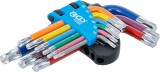 BGS technic Derékszögű kulcs készlet | több színű | rövid | T-profil (Torx) gömbfejes T10 - T50 | 9 darabos (74466)
