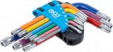 BGS technic Derékszögű kulcs készlet | több színű | rövid | T-profil (Torx) T10 furattal - T50 | 9 darabos (74460)
