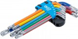 BGS technic Derékszögű kulcs készlet | több színű | T-profil (Torx) T10 furattal - T50 | 9 darabos (74461)