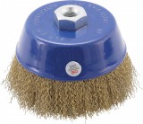 BGS technic Drótkorong kefe, 125 mm átmérő x 75 mm magasság, M14x2 menet, rézbevonat (BGS 3988)