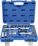BGS technic Dugókulcs készlet colos hatszög fejekkel, 1/2”, 3/8”–1-1/4”, 27 részes, 90 fogú racsnival (BGS 2216)