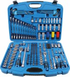 BGS technic Dugókulcs készlet „Gear Lock” profillal, 1/4”–3/8”–1/2”, 218 részes, króm-vanádium acél (BGS 2290)