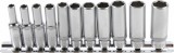BGS technic Dugókulcsfej készlet hosszú colos hatszög fejekkel, 1/4”, 3/16”–1/2”, 11 részes (BGS 2429)