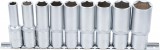 BGS technic Dugókulcsfej készlet hosszú Pro Torque hatszög fejekkel, 1/2”, 10–24 mm, 9 részes (BGS 2223)