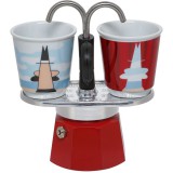 Bialetti Mini Express Magritte Mokkafőző Vörös, Ezüst Manuális kávéfőző