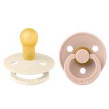 BIBS játszócumi - Colour natúr kaucsuk 0-6 hó krémfehér és púderrózsaszín 2 db
