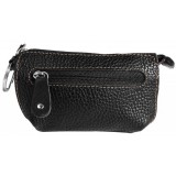 BigBuy Fekete valódi bőr kulcstartó szütyőke