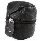 BigBuy Fekete valódi bőr kulcstartó szütyőke III.