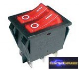 Billenő kapcsoló 2 (2pol./3pin) ON-OFF 250V/15A - átlátszó piros