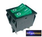 Billenő kapcsoló 2 (2pol./3pin) ON-OFF 250V/15A - áttetsző zöld