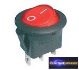 Billenő kapcsoló 2pol./3pin ON-OFF 16A/12VDC (kerekített) - átlátszó piros