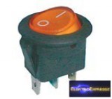 Billenő kapcsoló 2pol./3pin ON-OFF 16A/12VDC (kerekített) - átlátszó sárga