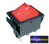 Billenő kapcsoló 2pol./6pin ON-ON 250V/15A - átlátszó piros
