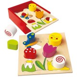 Bino Toys színes fa formaillesztő játék dobozban (84154) (84154) - Fajátékok