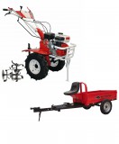 Bisonte BTA-1000FC - DIFIZÁRAS - ideális utánfutózni - rotációs kapa 7Le. Tartozékok: 2x2db kapasor, gumikerekek.  600kg-ig terhelhető pótkocsival