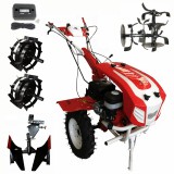 Bisonte BTA-16SG kapálógép  420ccm 16Le, Sebesség: 2 előre - 1 hátra, 2x5 kapatag, gumikerekekkel, vaskerékkel, váltvaforgatós ekével, üzemóra számlálóval