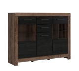 Black Red White BRW Balin - Vitrines komód - KOM1D2W2S - kolostor tölgy/fekete tölgy