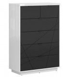 Black Red White BRW Forn 6 fiókos komód - fényes fehér/matt fekete
