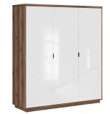 Black Red White BRW Forn gardróbszekrény (SZF3D) - sötét delano tölgy/fényes fehér