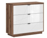 Black Red White BRW Forn komód (KOM3S) - sötét delano tölgy / fényes fehér