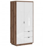 Black Red White BRW Forn ruhásszekrény - sötét delano tölgy / fényes fehér