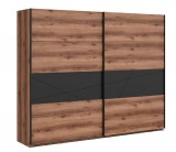 Black Red White BRW Forn tolóajtós gardróbszekrény (SZF/270) - sötét delano tölgy/matt fekete