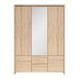 Black Red White BRW KASPIAN 5 ajtós 2 fiókos ruhásszekrény sonoma tölgy