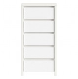 Black Red White BRW KASPIAN 5 fiókos magaskomód fehér/matt fehér