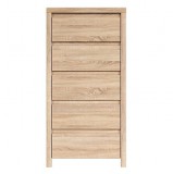 Black Red White BRW KASPIAN 5 fiókos magaskomód sonoma tölgy