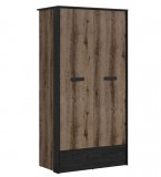 Black Red White BRW KASSEL gardróbszekrény - kolostor tölgy/fekete tölgy